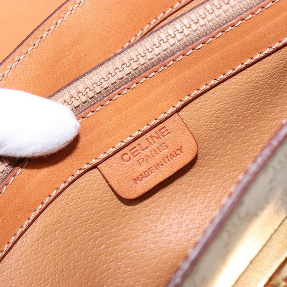 CELINE Macadam Canvas Hand Bag PVC 2way Beige Gold Auth 140317
