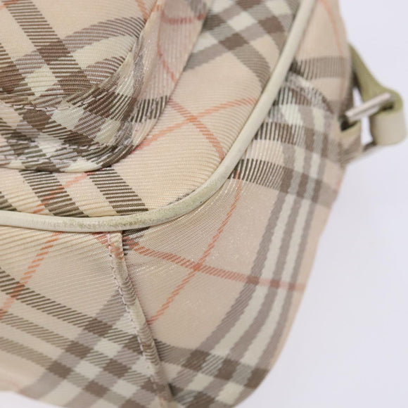 BURBERRY Nova Check Blue Label Shoulder Bag Canvas Leather Beige Auth 140318