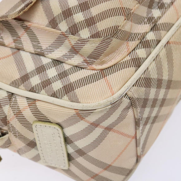 BURBERRY Nova Check Blue Label Shoulder Bag Canvas Leather Beige Auth 140318