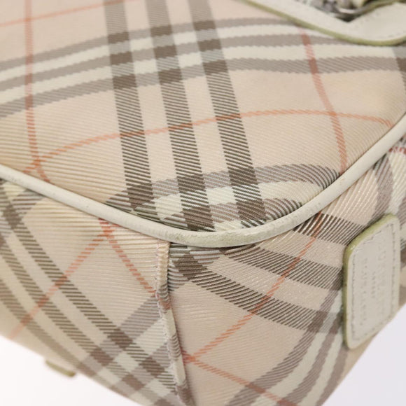 BURBERRY Nova Check Blue Label Shoulder Bag Canvas Leather Beige Auth 140318