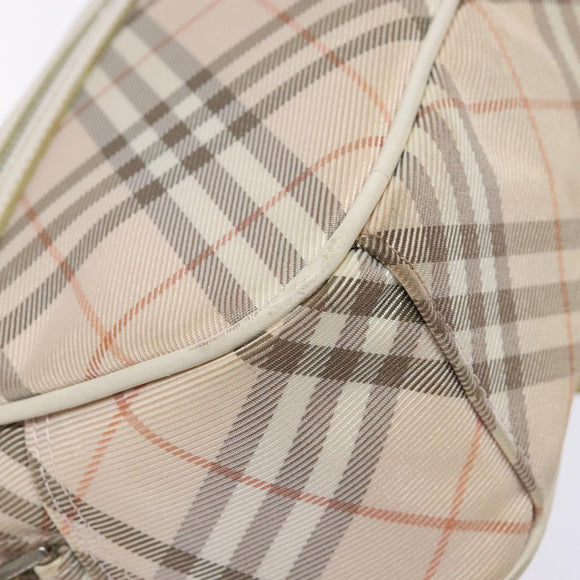 BURBERRY Nova Check Blue Label Shoulder Bag Canvas Leather Beige Auth 140318