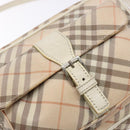 BURBERRY Nova Check Blue Label Shoulder Bag Canvas Leather Beige Auth 140318-10