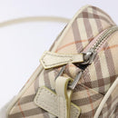 BURBERRY Nova Check Blue Label Shoulder Bag Canvas Leather Beige Auth 140318-11