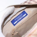 BURBERRY Nova Check Blue Label Shoulder Bag Canvas Leather Beige Auth 140318-18