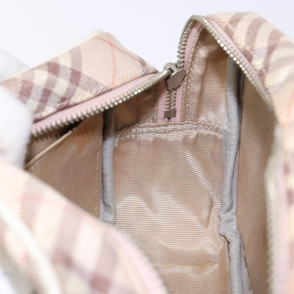 BURBERRY Nova Check Blue Label Shoulder Bag Canvas Leather Beige Auth 140318