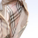 BURBERRY Nova Check Blue Label Shoulder Bag Canvas Leather Beige Auth 140318-22