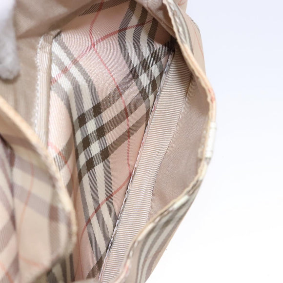 BURBERRY Nova Check Blue Label Shoulder Bag Canvas Leather Beige Auth 140318