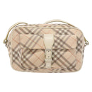BURBERRY Nova Check Blue Label Shoulder Bag Canvas Leather Beige Auth 140318-13