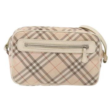 BURBERRY Nova Check Blue Label Shoulder Bag Canvas Leather Beige Auth 140318 - 0