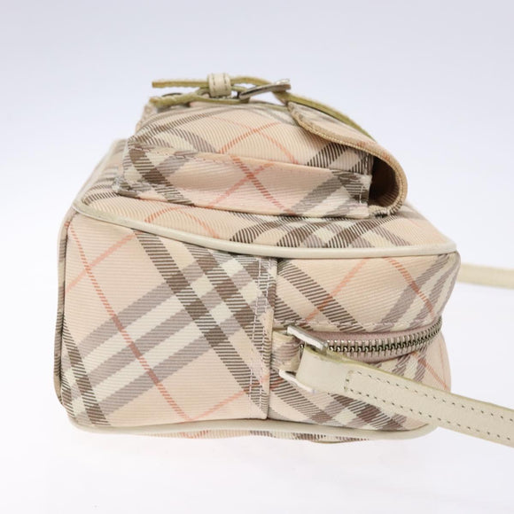 BURBERRY Nova Check Blue Label Shoulder Bag Canvas Leather Beige Auth 140318