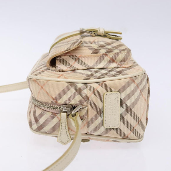 BURBERRY Nova Check Blue Label Shoulder Bag Canvas Leather Beige Auth 140318