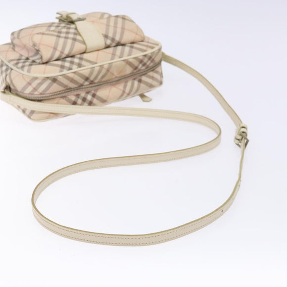 BURBERRY Nova Check Blue Label Shoulder Bag Canvas Leather Beige Auth 140318