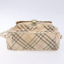 BURBERRY Nova Check Blue Label Shoulder Bag Canvas Leather Beige Auth 140318-5