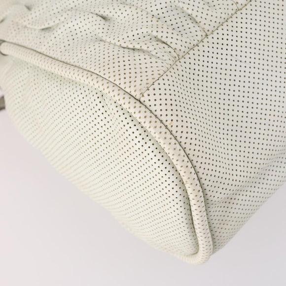 CHANEL Chain Shoulder Bag Leather Ivory Silver CC Auth 140320