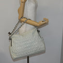 CHANEL Chain Shoulder Bag Leather Ivory Silver CC Auth 140320-21
