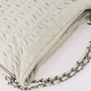 CHANEL Chain Shoulder Bag Leather Ivory Silver CC Auth 140320-6