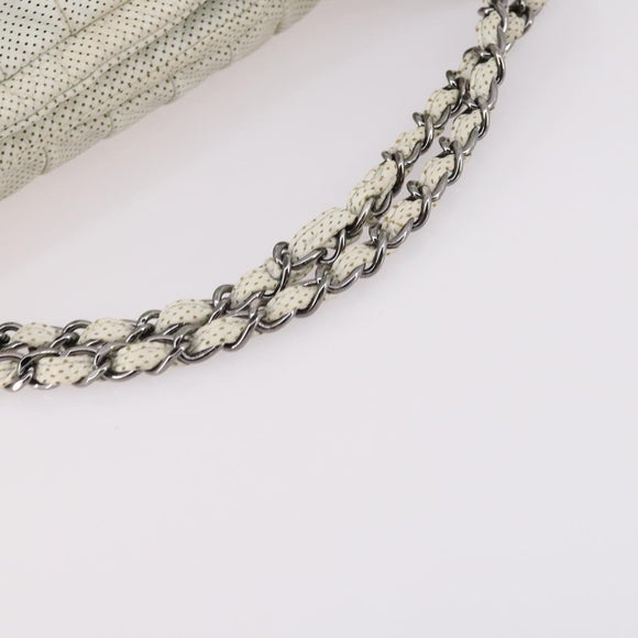 CHANEL Chain Shoulder Bag Leather Ivory Silver CC Auth 140320