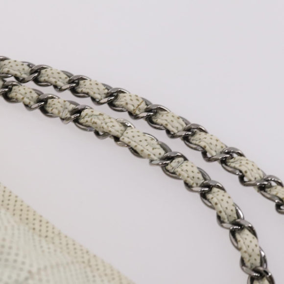 CHANEL Chain Shoulder Bag Leather Ivory Silver CC Auth 140320