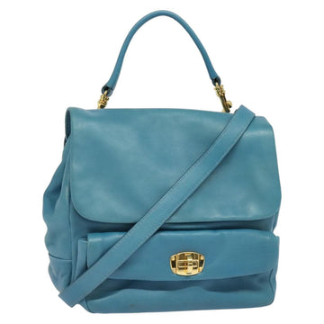 Miu Miu Hand Bag Leather 2way Blue Gold Auth 140336