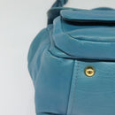 Miu Miu Hand Bag Leather 2way Blue Gold Auth 140336-15