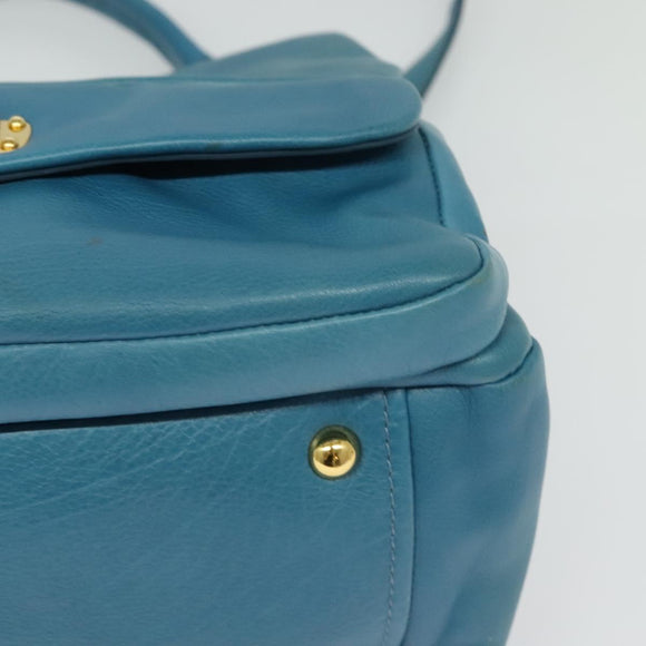 Miu Miu Hand Bag Leather 2way Blue Gold Auth 140336