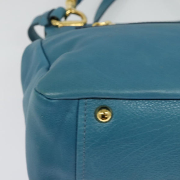 Miu Miu Hand Bag Leather 2way Blue Gold Auth 140336