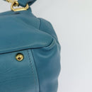 Miu Miu Hand Bag Leather 2way Blue Gold Auth 140336-17