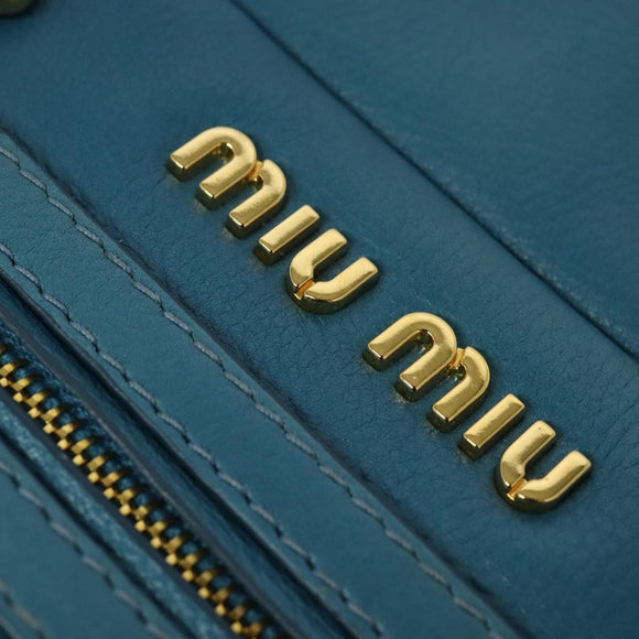 Miu Miu Hand Bag Leather 2way Blue Gold Auth 140336