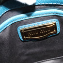 Miu Miu Hand Bag Leather 2way Blue Gold Auth 140336-19