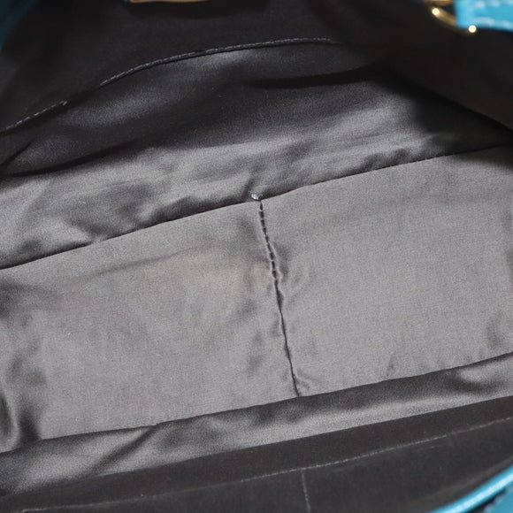 Miu Miu Hand Bag Leather 2way Blue Gold Auth 140336