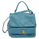 Miu Miu Hand Bag Leather 2way Blue Gold Auth 140336-12
