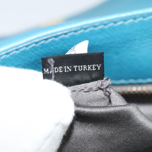 Miu Miu Hand Bag Leather 2way Blue Gold Auth 140336