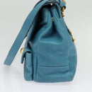 Miu Miu Hand Bag Leather 2way Blue Gold Auth 140336-3
