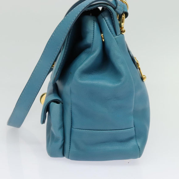 Miu Miu Hand Bag Leather 2way Blue Gold Auth 140336