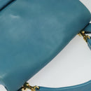 Miu Miu Hand Bag Leather 2way Blue Gold Auth 140336-5