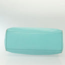 Christian Dior Tote Bag Leather Light Blue Gold Auth 140337-6