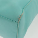 Christian Dior Tote Bag Leather Light Blue Gold Auth 140337-14