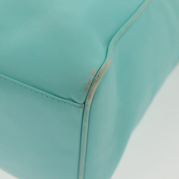 Christian Dior Tote Bag Leather Light Blue Gold Auth 140337