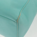 Christian Dior Tote Bag Leather Light Blue Gold Auth 140337-16