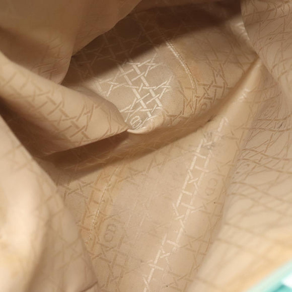 Christian Dior Tote Bag Leather Light Blue Gold Auth 140337