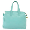 Christian Dior Tote Bag Leather Light Blue Gold Auth 140337-2