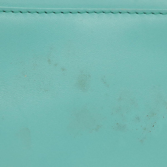 Christian Dior Tote Bag Leather Light Blue Gold Auth 140337