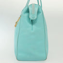 Christian Dior Tote Bag Leather Light Blue Gold Auth 140337-4