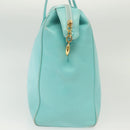 Christian Dior Tote Bag Leather Light Blue Gold Auth 140337-5