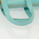 Christian Dior Tote Bag Leather Light Blue Gold Auth 140337-8