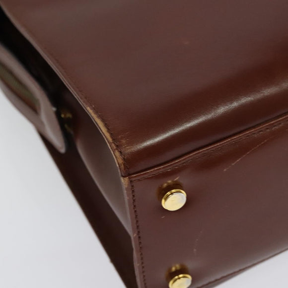 Salvatore Ferragamo Gancini Hand Bag Leather 2way Brown Gold Auth 140342