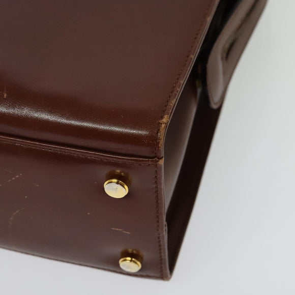 Salvatore Ferragamo Gancini Hand Bag Leather 2way Brown Gold Auth 140342