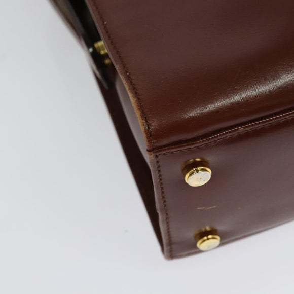 Salvatore Ferragamo Gancini Hand Bag Leather 2way Brown Gold Auth 140342