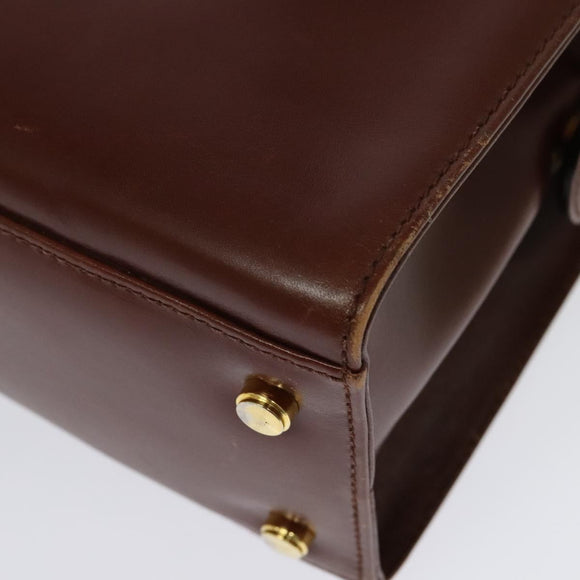 Salvatore Ferragamo Gancini Hand Bag Leather 2way Brown Gold Auth 140342