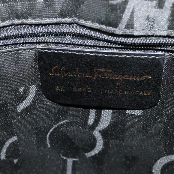 Salvatore Ferragamo Gancini Hand Bag Leather 2way Brown Gold Auth 140342